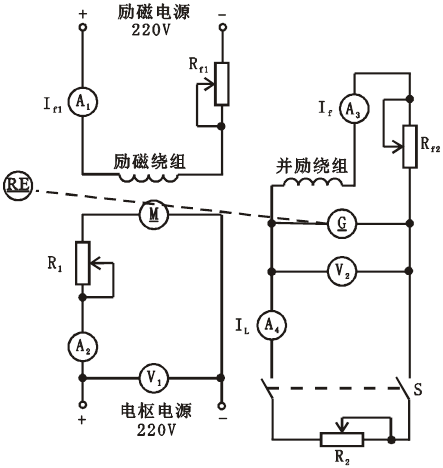 直流并勵發(fā)電機(jī)接線圖