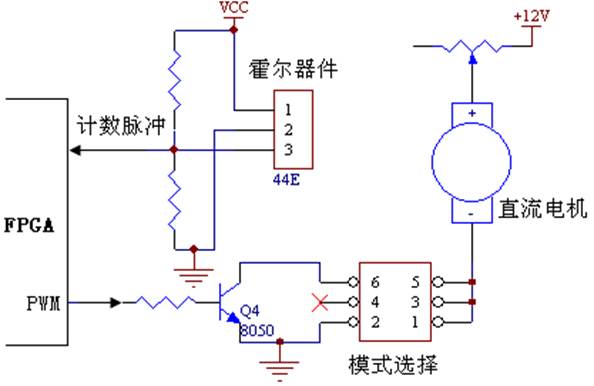 直流電機和開關型霍爾器件的電路原理圖
